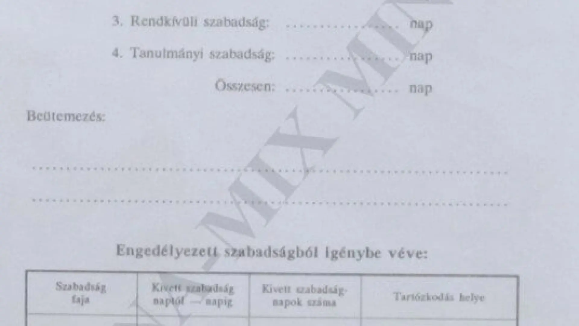 Szolg. idő és szab. nyilvántartás